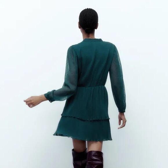 ZARA SHORT DOTTED MESH DRESS - Picture 3 of 8